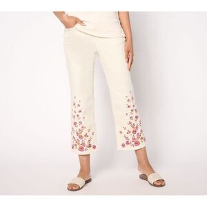 Isaac Mizrahi Live! Women's Pants Sz 8 True Denim Wide Leg Crop White A644027